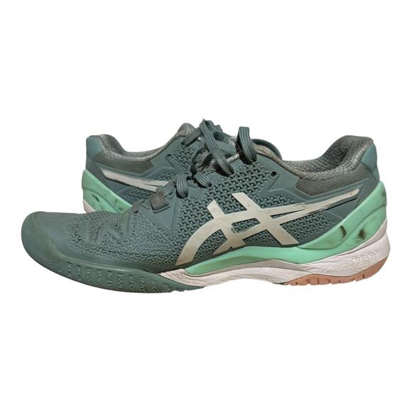 Asics Solution Speed FF 2 Women's 7.5 Teal White Tennis Court Shoes Gel Soles - Picture 6 of 8